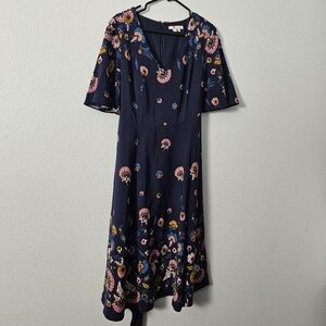 Boden Navy Floral Midi Dress